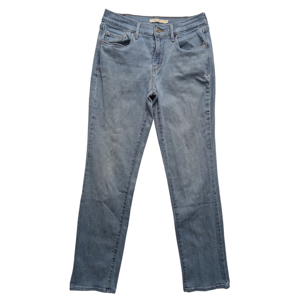 Levi's 505 Straight Leg Jeans Womens‎ 6 Blue Medium Wash Stretch Denim Pants